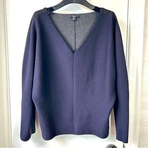 COS Thick Wool Dolman Sleeve Colour Blocked V-Neck Sweater